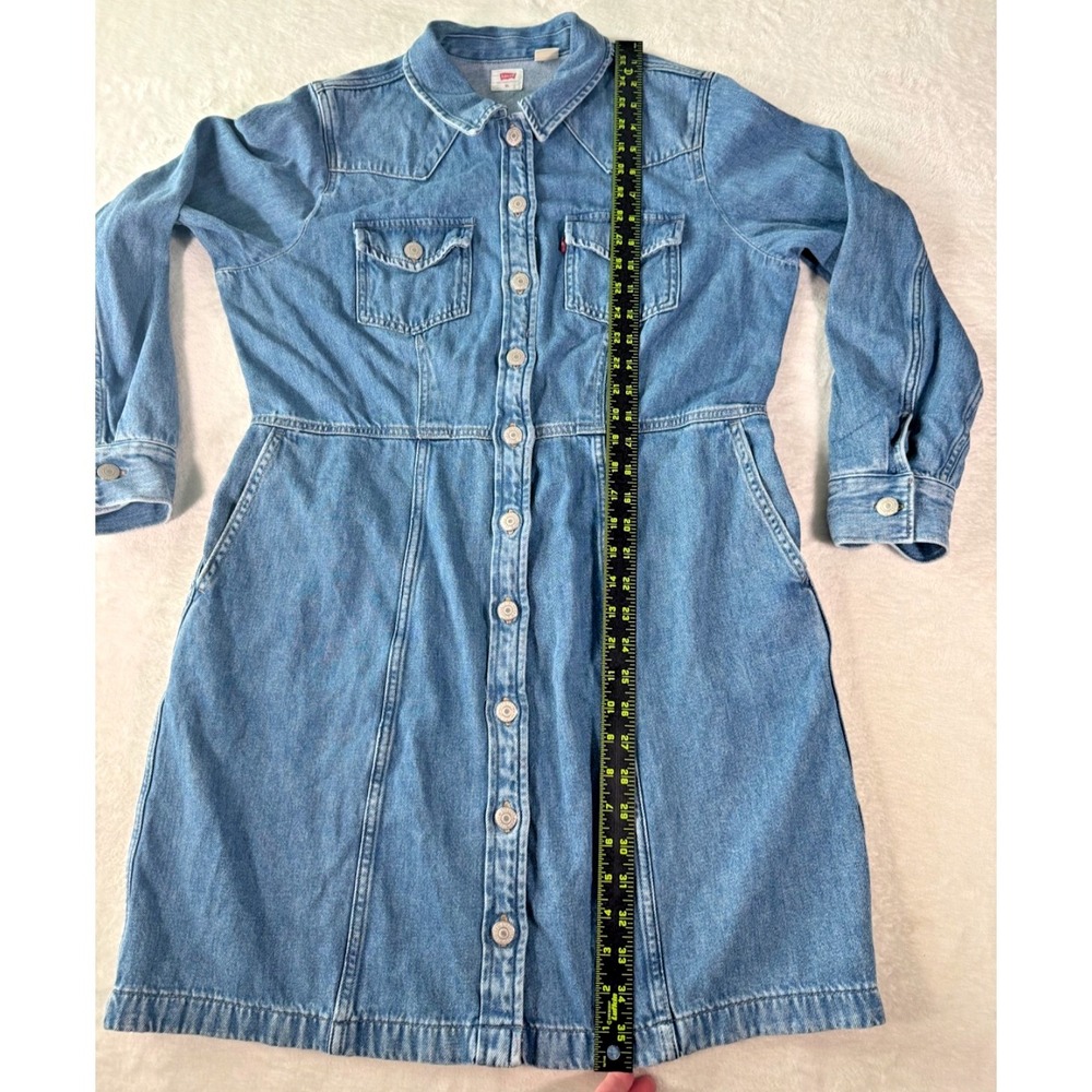 Levis Flynn‎ Western Dress Womens XL Blue Denim Long Sleeves Button Front - Picture 12 of 16